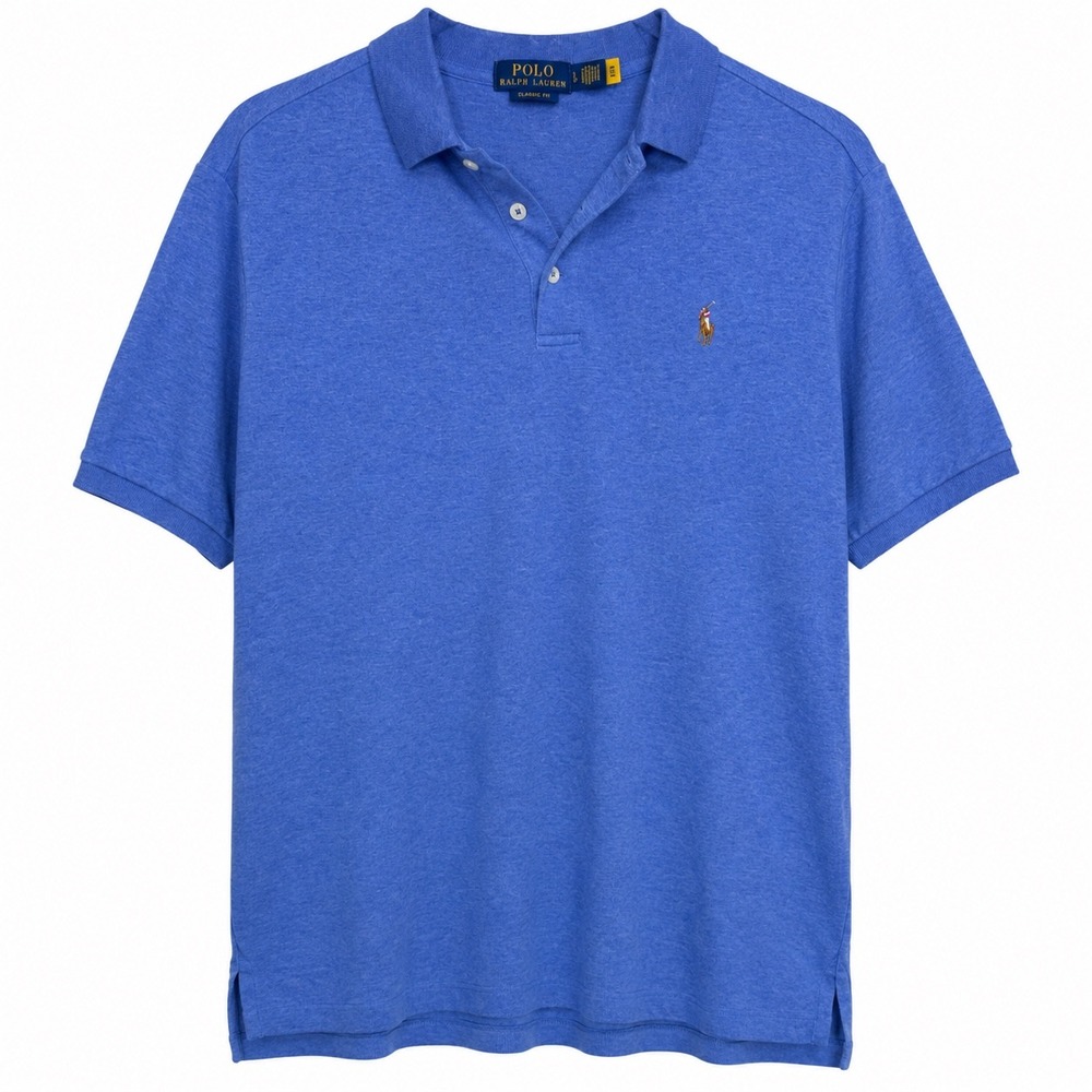 Polo Ralph Lauren Classic Fit Blue Polo Shirt Mens Large Preppy Cotton